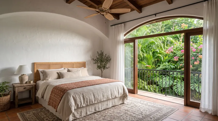 Artist's rendering: primary bedroom and balcony